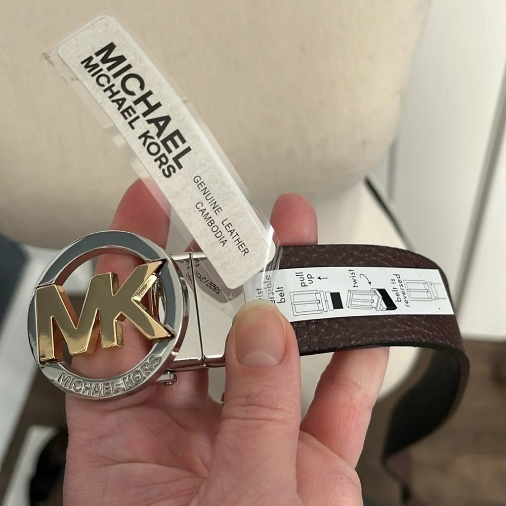 Michael Kors Reversible Leather Monogram Belt NWT